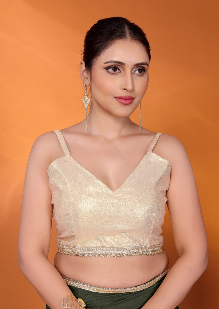 Graceful Mehendi Star Georgette Saree with Golden Lace Border & Gotaa Zari Blouse