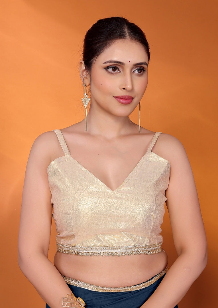 Refreshing Morpich Star Georgette Saree with Golden Lace & Gotaa Zari Blouse