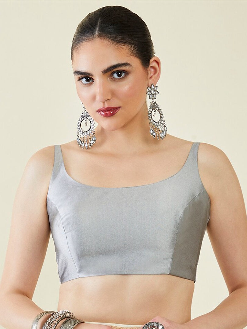 Grey Yellow Silk Organza Gotta Patti Saree with Satin Silk Blouse