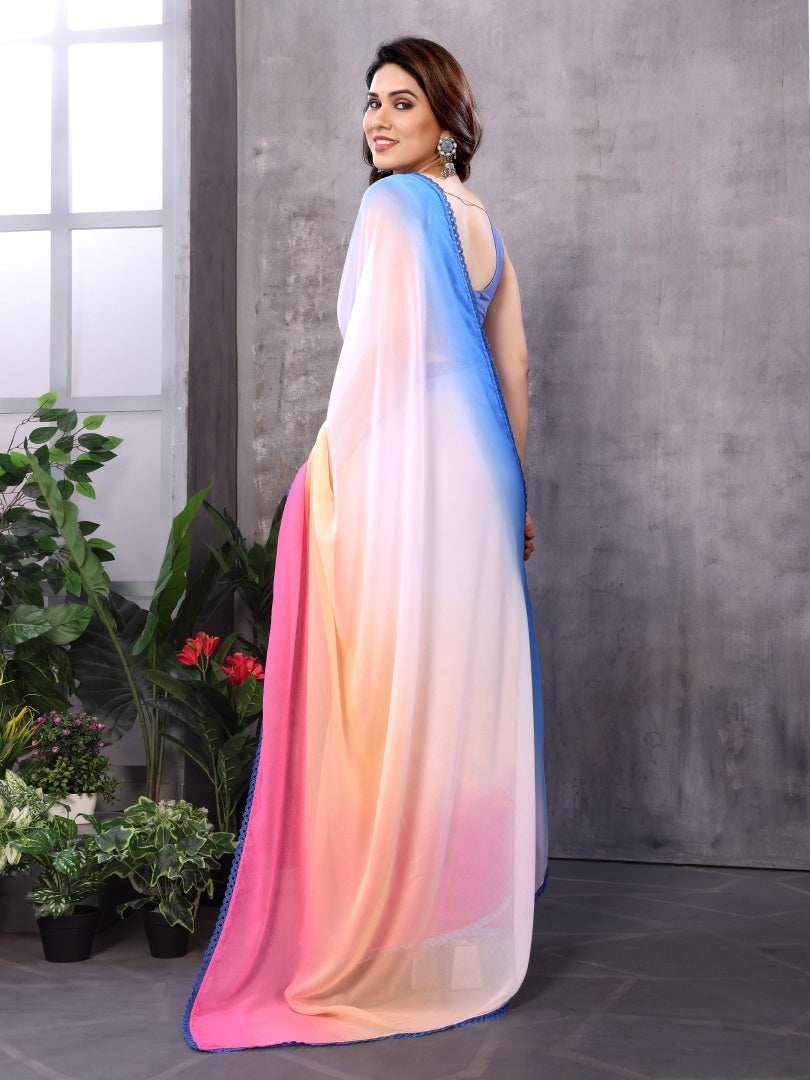 Alia Design Printed Georgette Ready-to-Wear Saree for Women with Bagnlori Blouse