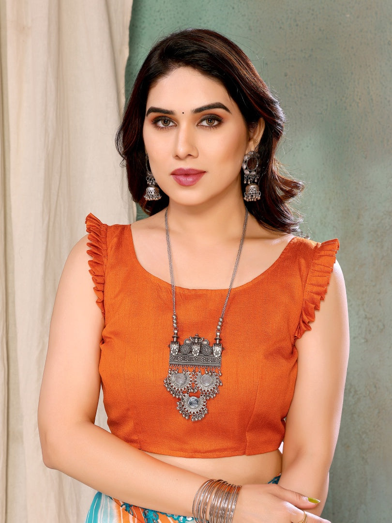 Tiger Print Georgette Saree with Mirror Work & Banglori Blouse