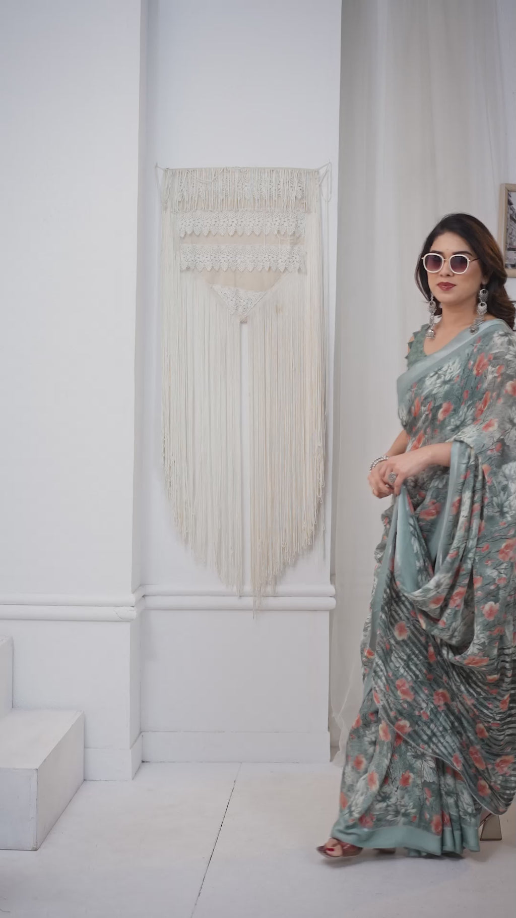 Graceful Pista Bright Moss Satin Patta Printed Saree with Matching Blouse