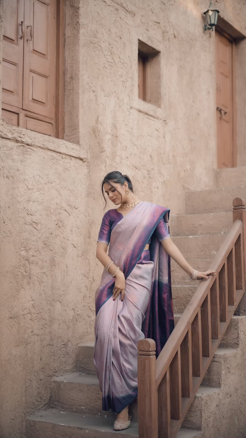 Grey Banarasi Silk Weaving Saree with Matching Blouse