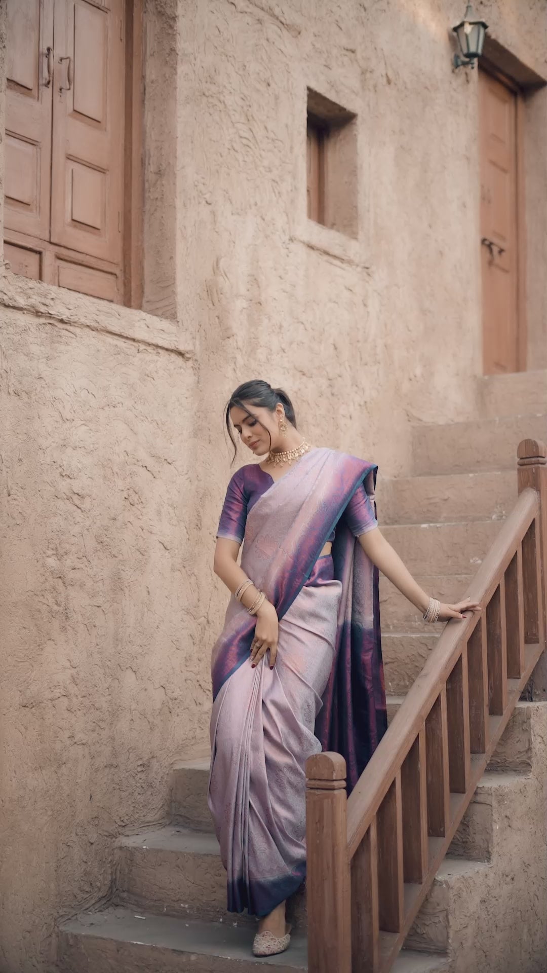 Grey Banarasi Silk Weaving Saree with Matching Blouse